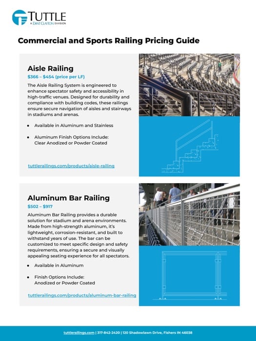 Commercial and Sports Railing Pricing Guide cover